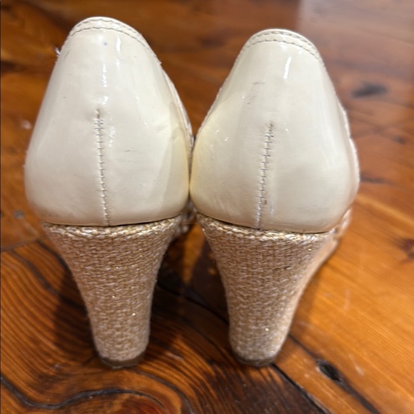Lilly Pulitzer Cream basketweave leather espadrilles wedge heels size 6.5 - Picture 9 of 10